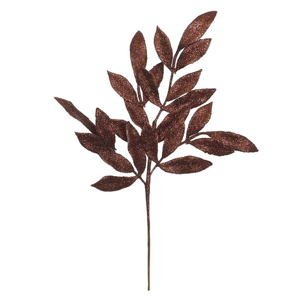 22" Chocolate Glitter Bay Leaf Spray (12 pack)