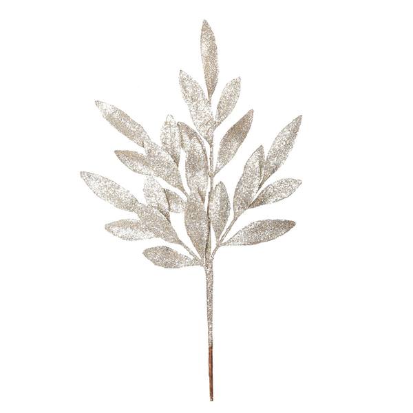22" Champagne Glitter Bay Leaf Spray (12 pack)