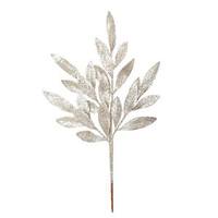 View 22" Champagne Glitter Bay Leaf Spray (12 pack)