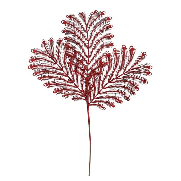 22" Artificial Red Glitter Peacock Tail Spray (12 pack)