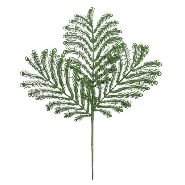 22" Artificial Green Glitter Peacock Tail Spray (12 pack)