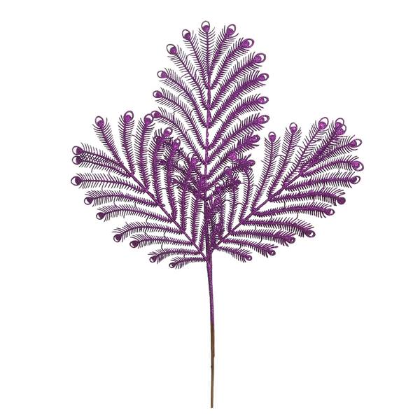 22" Artificial Purple Glitter Peacock Tail Spray (12 pack)