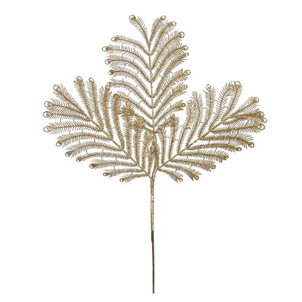 22" Artificial Gold Glitter Peacock Tail Spray (12 pack)
