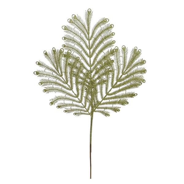 22" Artificial Lime Glitter Peacock Tail Spray (12 pack)