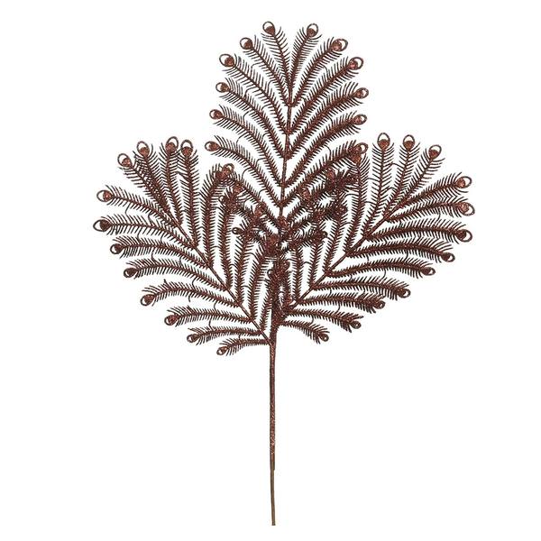 22" Artificial Chocolate Glitter Peacock Tail Spray (12 pack)