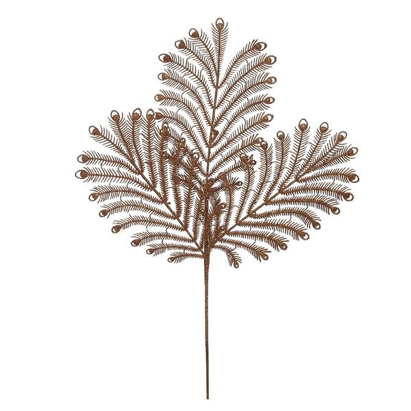 22" Artificial Copper Glitter Peacock Tail Spray (12 pack)