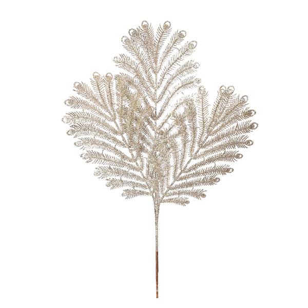 22" Artificial Champagne Glitter Peacock Tail Spray (12 pack)