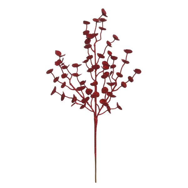 22" Red Glitter Eucalyptus Spray (12 pack)