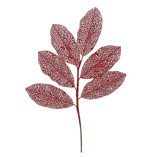 22" Red Glitter Magnolia Spray (12 pack)