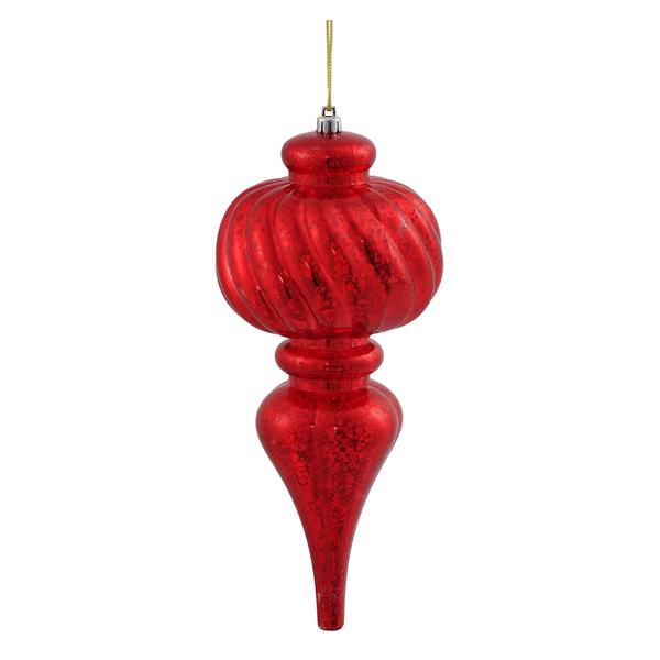 10" Red Shiny Mercury Finial Ornament
