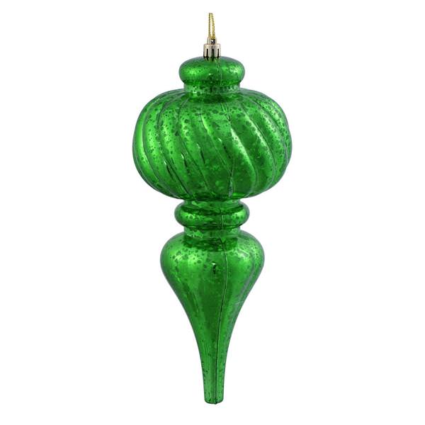 10" Green Shiny Mercury Finial Ornament