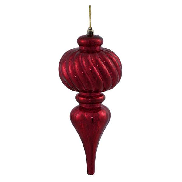 10" Burgundy Shiny Mercury Finial Ornament (3 pack)
