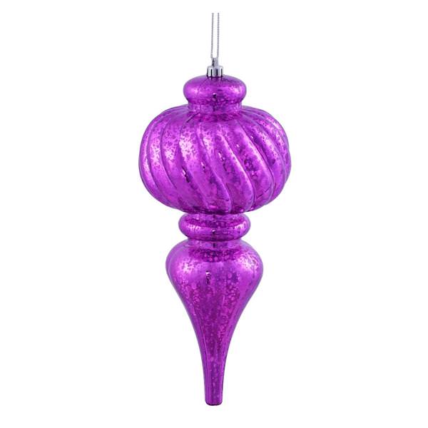 10" Purple Shiny Mercury Finial Ornament (3 pack)