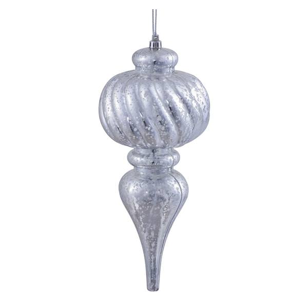 10" Silver Shiny Mercury Finial Ornament (3 pack)