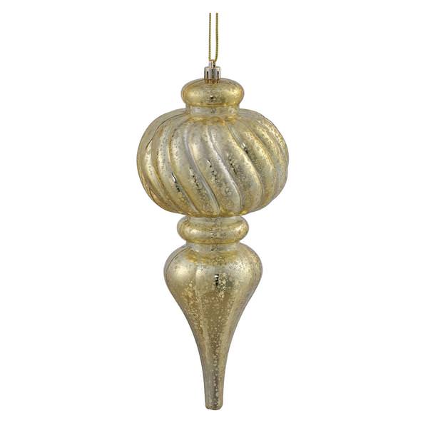10" Gold Shiny Mercury Finial Ornament