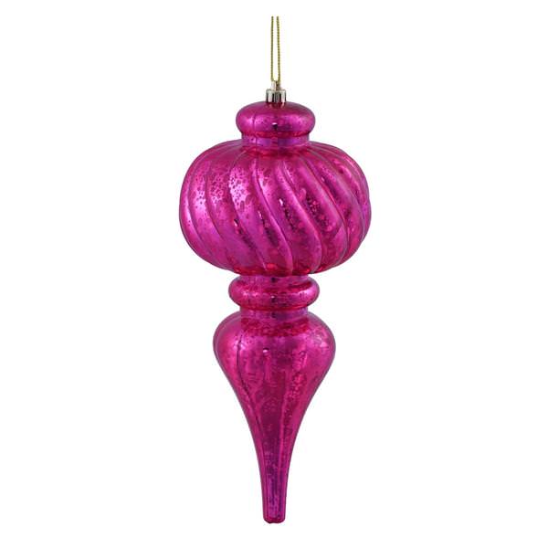 10" Cerise Shiny Mercury Finial Ornament