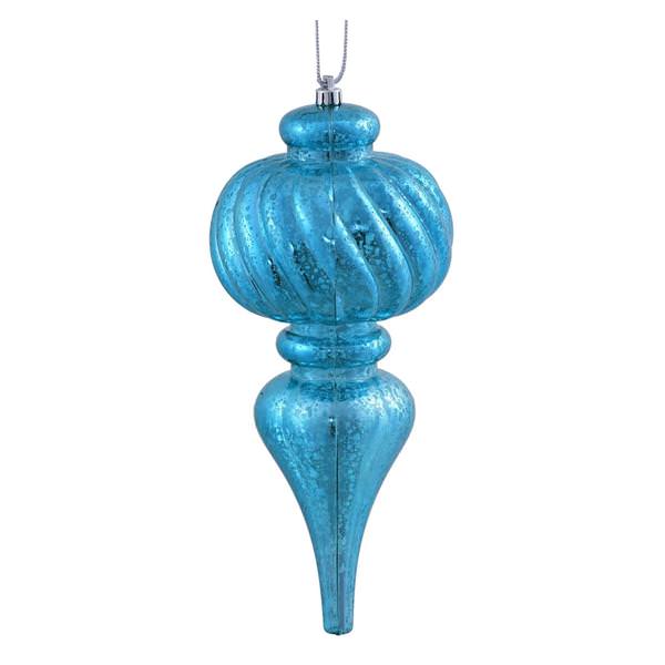 10" Turquoise Shiny Mercury Finial Ornament