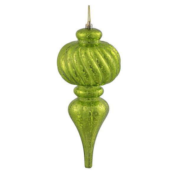 10" Lime Shiny Mercury Finial Ornament