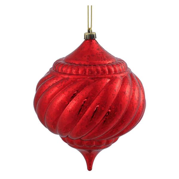 6" Red Shiny Mercury Onion Ball Ornament
