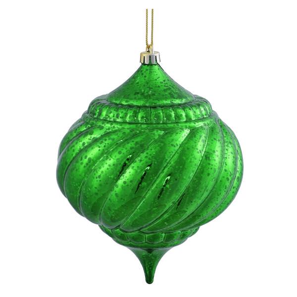 6" Green Shiny Mercury Onion Ball Ornament