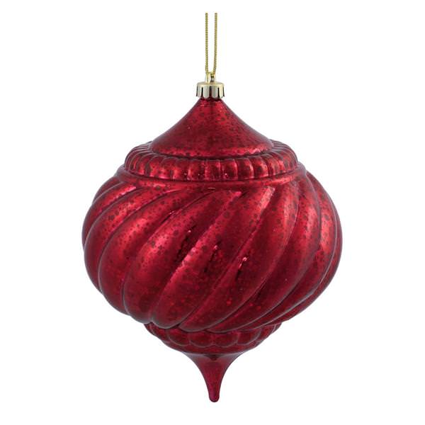 6" Burgundy Shiny Mercury Onion Ball Ornament