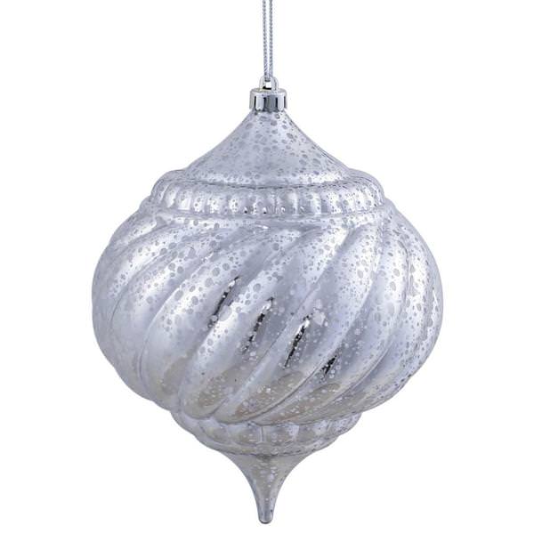 6" Silver Shiny Mercury Onion Ball Ornament