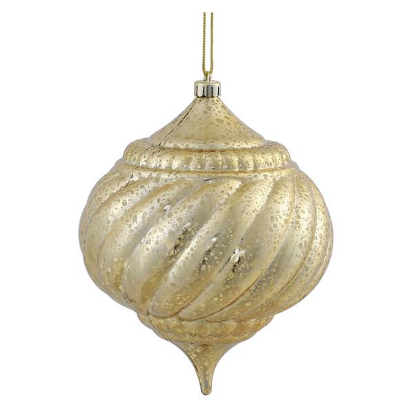 6" Gold Shiny Mercury Onion Ball Ornament