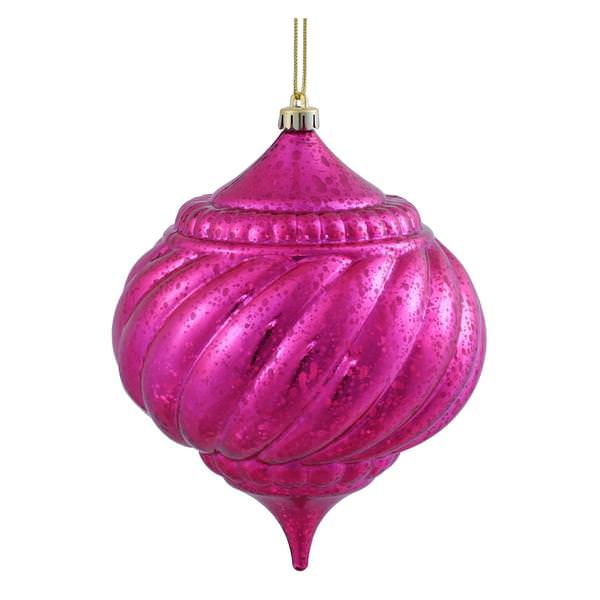 6" Cerise Shiny Mercury Onion Ball Ornament