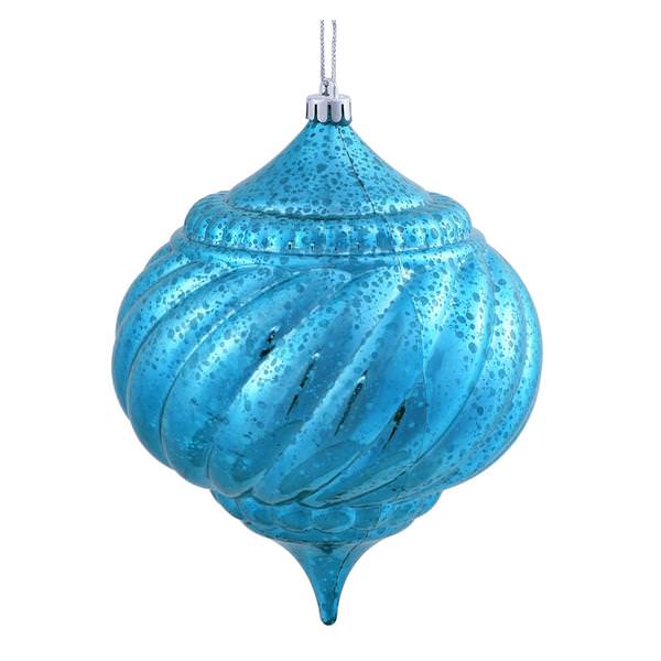 6" Turquoise Shiny Mercury Onion Ball Ornament
