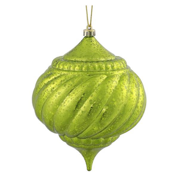 6" Lime Shiny Mercury Onion Ball Ornament