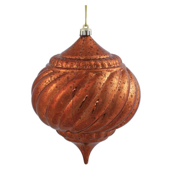 6" Copper Shiny Mercury Onion Ball Ornament