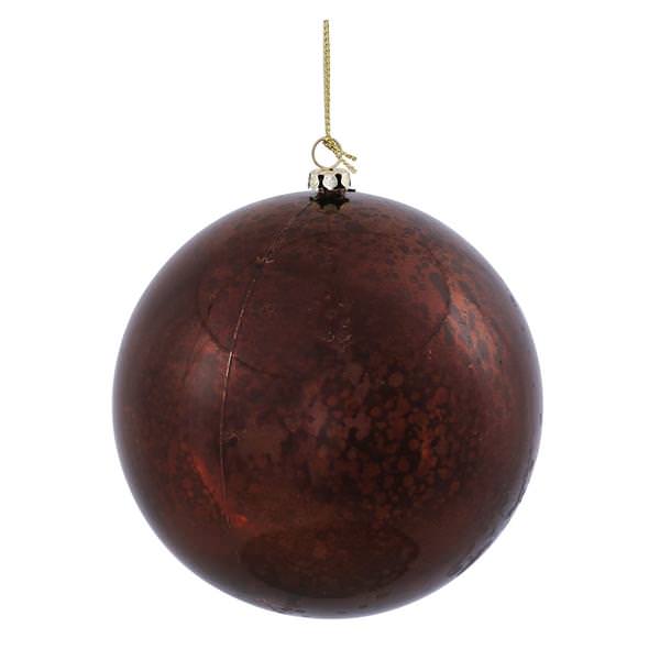 4" Chocolate Shiny Mercury Ball Ornament