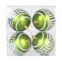 Vickerman 4" Lime Matte White Glitter Ball Ornament (4 pack)