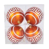 Vickerman 4" Burnished Orange Matte White Glitter Ball Ornament (4 pack)