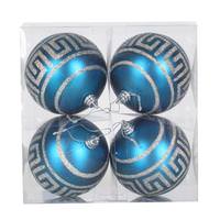 Vickerman 4" Sea Blue Matte Silver Glitter Ball Ornament (4 pack)