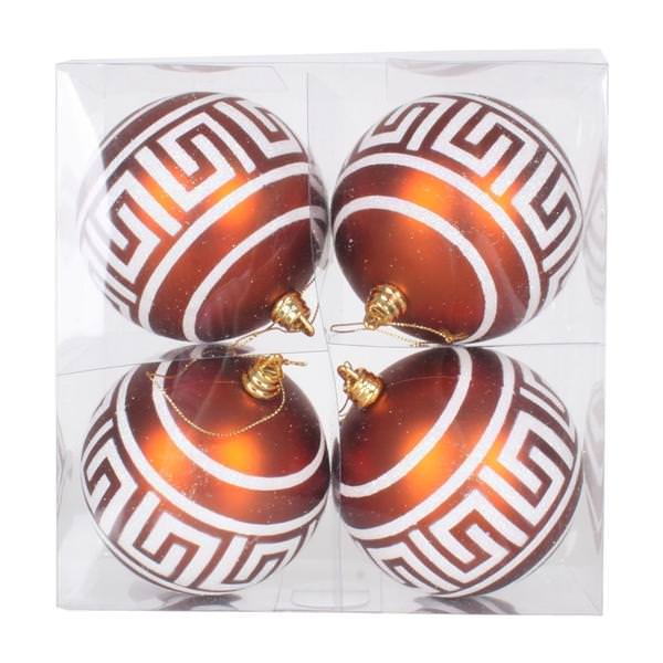 4" Copper Matte White Glitter Ball Ornament (4 pack)