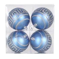 Vickerman 4" Lake Blue Matte Champagne Glitter Ball Ornament (4 pack)