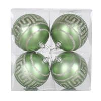 Vickerman 4" Celadon Matte Silver Glitter Ball Ornament (4 pack)