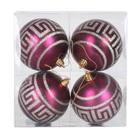 Vickerman 4" Eggplant Matte Silver Glitter Ball Ornament (4 pack)