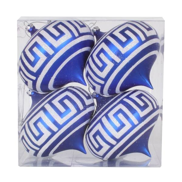4" Blue Matte White Glitter Onion Ornament (4 pack)