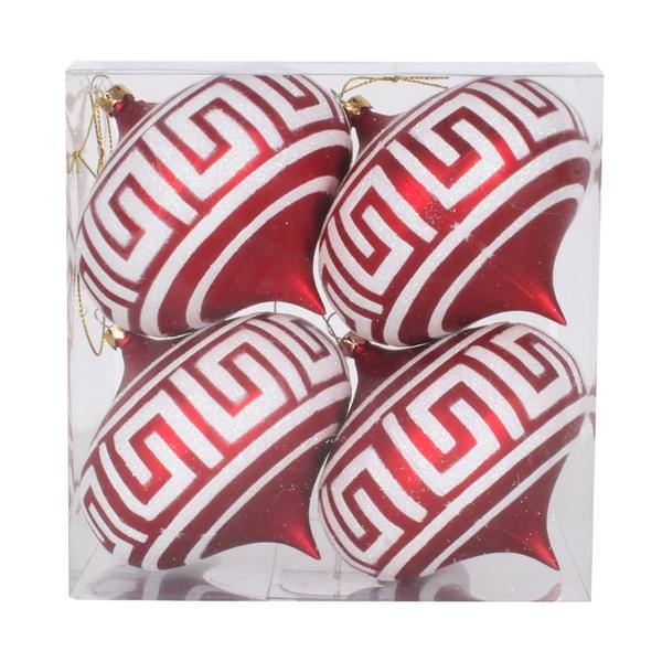 4" Red Matte White Glitter Onion Ornament (4 pack)