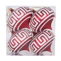 Vickerman 4" Red Matte White Glitter Onion Ornament (4 pack)