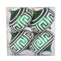 Vickerman 4" Green Matte White Glitter Onion Ornament (4 pack)