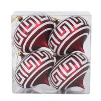 Vickerman 4" Burgundy Matte White Glitter Onion Ornament (4 pack)