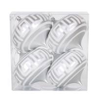 Vickerman 4" Silver Matte White Glitter Onion Ornament (4 pack)