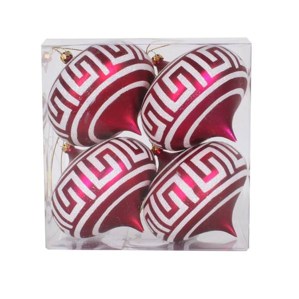 4" Magenta Matte Champagne Glitter Onion Ornament (4 pack)