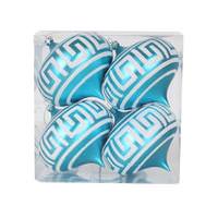 Vickerman 4" Teal Matte White Glitter Onion Ornament (4 pack)