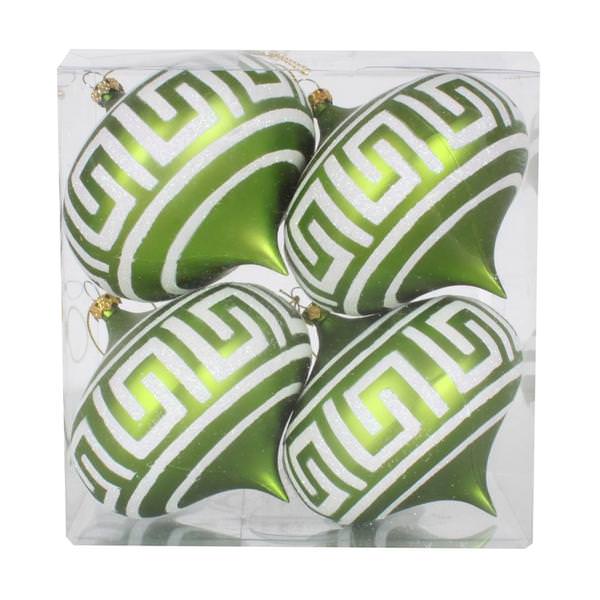 4" Lime Matte White Glitter Onion Ornament (4 pack)