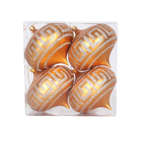 4" Antique Gold Matte Champagne Glitter Onion Ornament (4 pack)