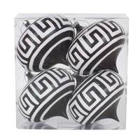 Vickerman 4" Black Matte White Glitter Onion Ornament (4 pack)